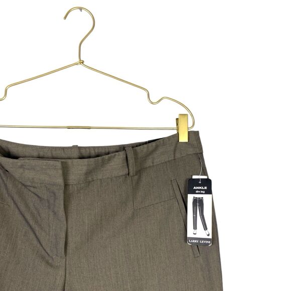 Larry Levine Brown Dress Pants Sz 16 Slim Ankle Professional Essential 195 - Picture 2 of 9